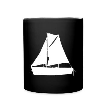 Régate de bateaux . Yacht à moteur à moteur. Yacht à voile - Mug uni - noir - Devant