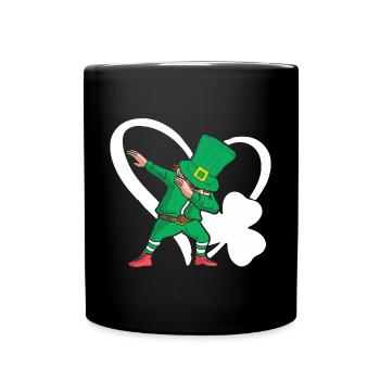 Dabbing St. Patty Cloverleaf Hat Heart - Full Colour Mug - black - Front