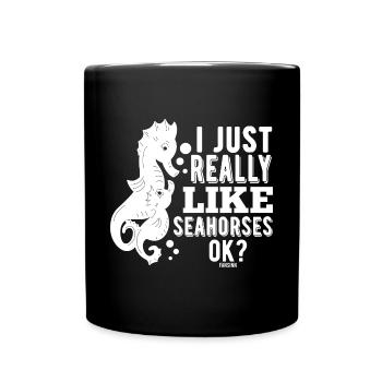 cute seahorse in the sea - Full Colour Mug - black - Front