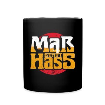 Maß statt Hass - Tasse einfarbig - Schwarz - Vorne