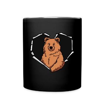 Bear Crack Torn Hole Heart Bear Face - Full Colour Mug - black - Front