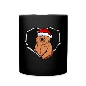 Crack bear with Christmas cap hole - Full Colour Mug - black - Front