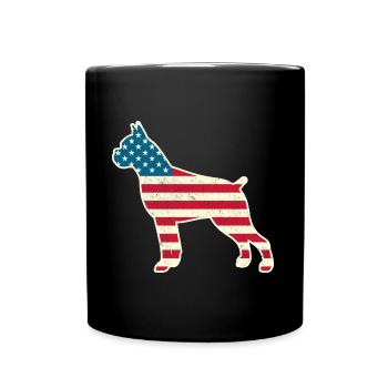 4th of July Boxer American Flag Dog USA - Full Colour Mug - black - Front