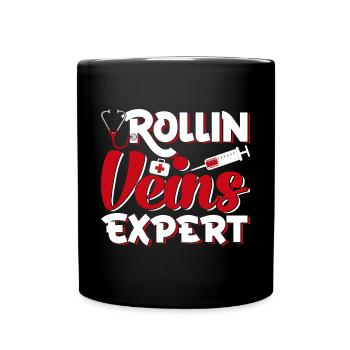 Rollin Veins Expert Phlebotomist Phlebotomy - Full Colour Mug - black - Front