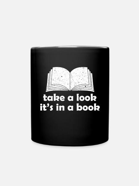 take a Look it's in a Book Graphic - Full Colour Mug - black