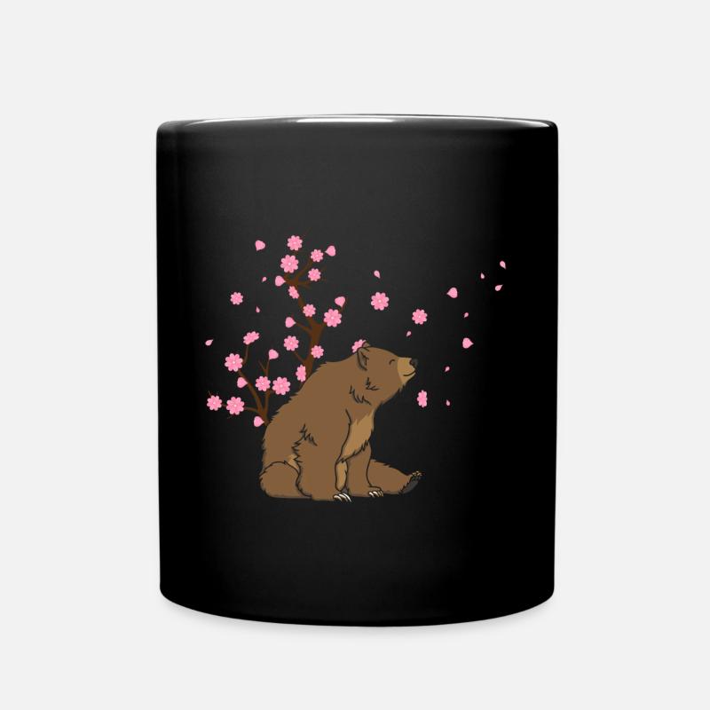 Fleur de cerisier Ours Japonais Sakura Fleur - Mug uni - noir