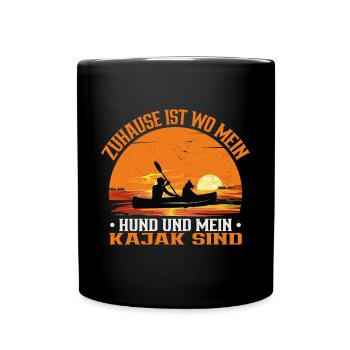 Kanu Kajak Zuhause ist wo Hund und Kajak - Tasse einfarbig - Schwarz - Vorne