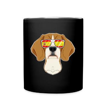 Beagle I Spain Sunglasses I Spanish Flag - Tasse einfarbig - Schwarz - Vorne