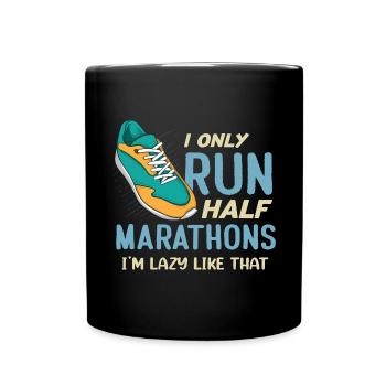 Drôle de course Je ne cours que des demi-marathons coureur - Mug uni - noir - Devant