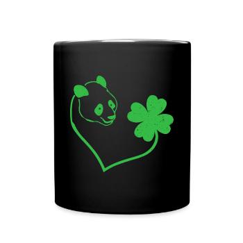 Panda Kleeblatt Herz Kleeblatt - Tasse einfarbig - Schwarz - Vorne