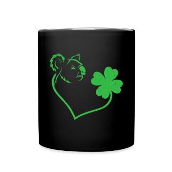 Koala Kleeblatt Herz Liebe - Tasse einfarbig - Schwarz - Vorne