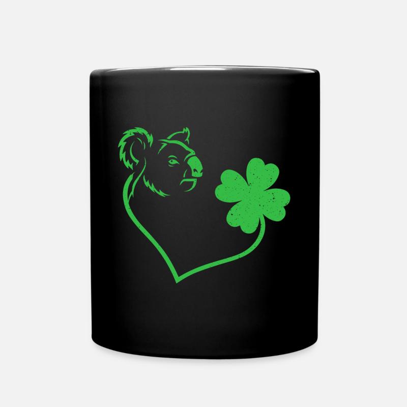 Koala Kleeblatt Herz Liebe - Tasse einfarbig - Schwarz