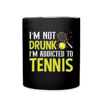 Ich Bin Süchtig Nach Tennis Lustige Sportspieler - Tasse einfarbig - Schwarz - Vorne