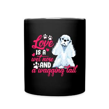 Cocker Spaniel Liebe Ist Nass Nase Wedeln Schwanz - Tasse einfarbig - Schwarz - Vorne
