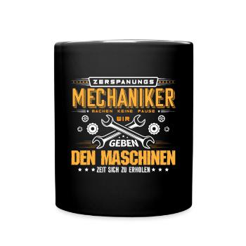 Zerspanungsmechaniker Fräsen Drehen - Tasse einfarbig - Schwarz - Vorne