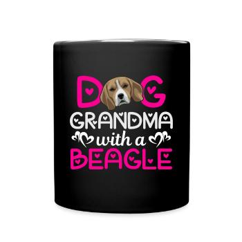 Hund Oma Mit Beagle Lustige Hundehalter Liebhaber - Tasse einfarbig - Schwarz - Vorne