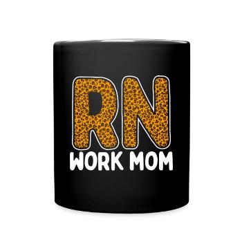 RN Work Mom Leopard Nurse CNA Leo Nursing - Full Colour Mug - black - Front