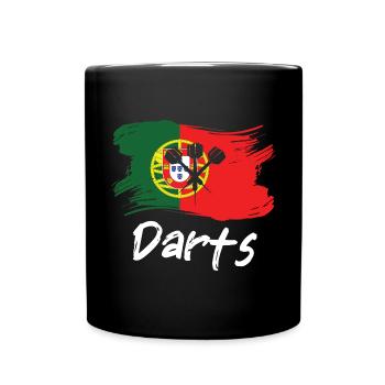 Portugal Dart Spieler Design / Dartboard - Tasse einfarbig - Schwarz - Vorne