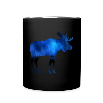 Moose at night - Full Colour Mug - black - Front