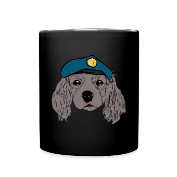 Hundekopf Cop Polizei Polizist Hunde Blaulicht Job - Tasse einfarbig - Schwarz - Vorne