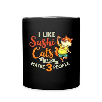 Katze Sushi Japanische Nigiri Schüssel Maker - Tasse einfarbig - Schwarz - Vorne