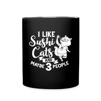 Katze Sushi Japanische Nigiri Schüssel Maker - Tasse einfarbig - Schwarz - Vorne