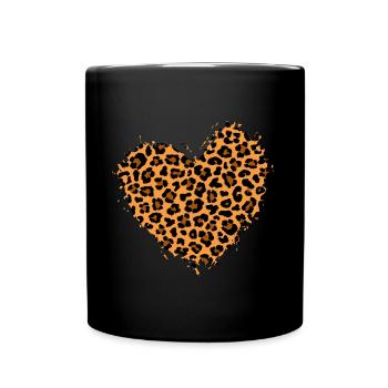 Gepardenherz-Design für Geparden-Fans - Tasse einfarbig - Schwarz - Vorne