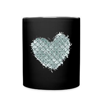 Fischherz-Design für Fisch-Fans - Tasse einfarbig - Schwarz - Vorne