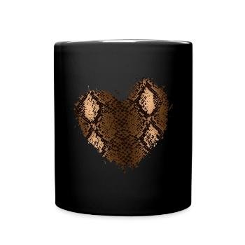 Schlangenherz-Design für Schlangenterrarien-Fans - Tasse einfarbig - Schwarz - Vorne