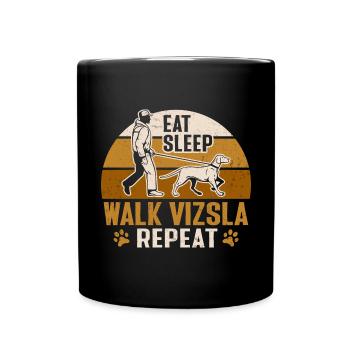 Vizsla manger dormir marcher Vizsla répéter - Mug uni - noir - Devant