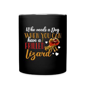 Kragenechse Frilled-neck lizard Reptil Herpetologe - Tasse einfarbig - Schwarz - Vorne