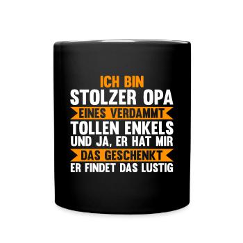 Großvater Großpapa Opi Opa - Tasse einfarbig - Schwarz - Vorne