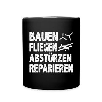 Modellflieger Pilot Modellbau RC Flugzeuge - Tasse einfarbig - Schwarz - Vorne