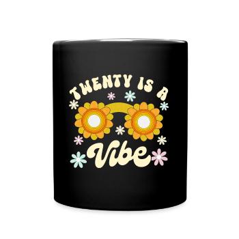 Né En 2004 20 Ans Anniversaire Femme Retro Groovy - Mug uni - noir - Devant