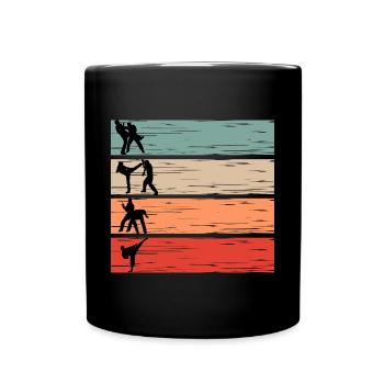 Kickboxen Kampfsport Thai Boxen Krav Maga retro - Tasse einfarbig - Schwarz - Vorne