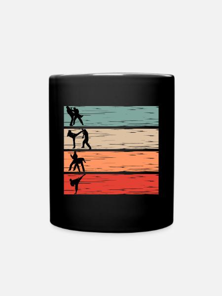 Kickboxen Kampfsport Thai Boxen Krav Maga retro - Tasse einfarbig - Schwarz