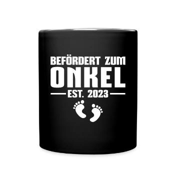 Schwangerschaftsverkündung 2023 Werdender Onkel - Tasse einfarbig - Schwarz - Vorne