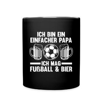 Vater Fußball Bier Papi Papa - Tasse einfarbig - Schwarz - Vorne
