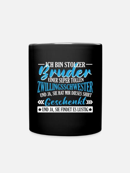 Zwillingsbruder stolzer Bruder - Tasse einfarbig - Schwarz