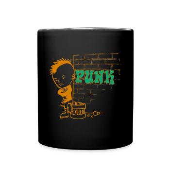 Punk Musik Punker Punkrock Irokesenschnitt Rocker - Tasse einfarbig - Schwarz - Vorne