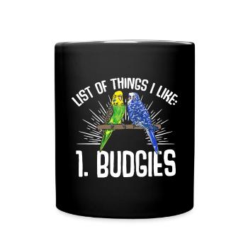 Budgerigar Parakeet Bird Pet Gift - Full Colour Mug - black - Front