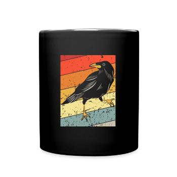 Krähenrabe Retro Vintage Distressed - Tasse einfarbig - Schwarz - Vorne