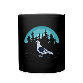 Pigeon Taube im Wald - Tasse einfarbig - Schwarz - Vorne