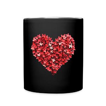 Butterfly heart - Herz voller Schmetterlinge - Tasse einfarbig - Schwarz - Vorne