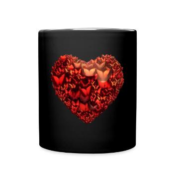 Herz voller Schmetterlinge Geschenk - Tasse einfarbig - Schwarz - Vorne