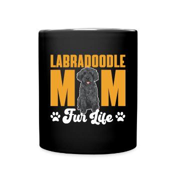 Labradoodle Dog - Full Colour Mug - black - Front
