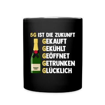5G ist die Zukunft Sekt - Tasse einfarbig - Schwarz - Vorne