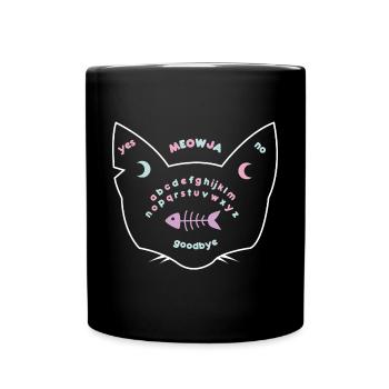 Katzen Hexenbrett - Cat Ouija Board - Tasse einfarbig - Schwarz - Vorne