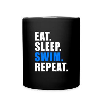 MANGER DORMIR NAGER RÉPÉTER Flotteur de sauvetage de natation - Mug uni - noir - Devant