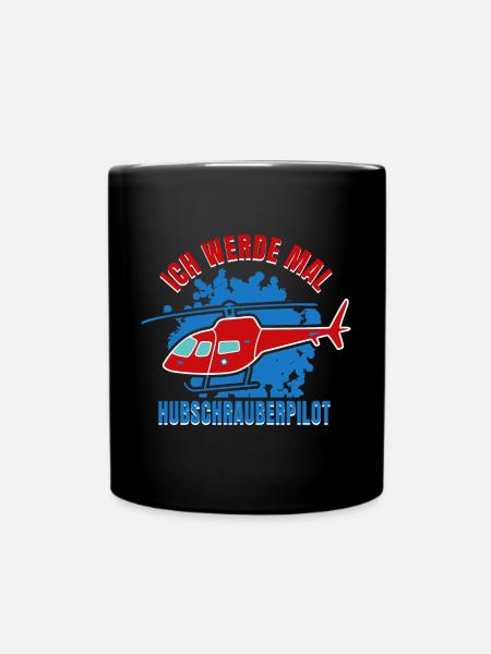 Hubschrauber Helikopter Hubschrauberpilot - Tasse einfarbig - Schwarz